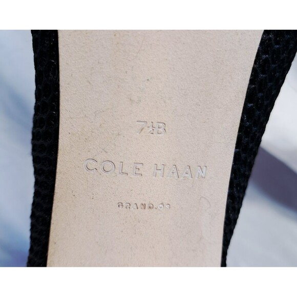 Cole Haan Adella Black Mesh Pecan Tan Leather Open Toe Booties Womens 7.5 - Picture 11 of 12